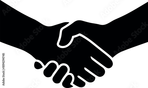 Handshake vector silhouette black and white Cricut design, community partnership icon