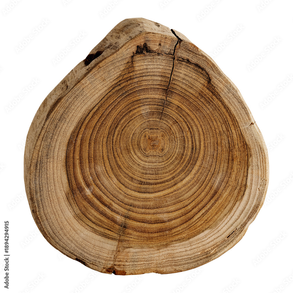 Obraz premium Natural Wood Log Slice Isolated on Transparent Background
