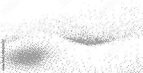 Minimal black halftone dot cloud wave texture, abstract flowing pattern on white background for modern branding, clean layouts, digital illustration and creative design use
