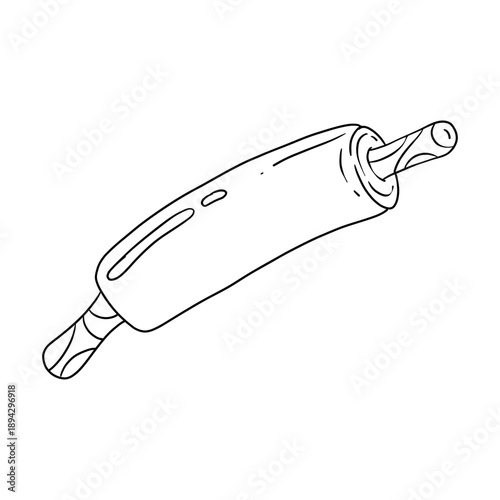 An illustration of a rolling pin, a timeless kitchen tool for culinary tasks, presented with a minimalistic design and a touch of modern simplicity.