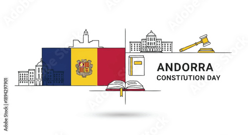 Andorra Constitution Day flag buildings gavel book