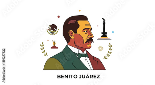 Fotografía Benito Juarez Mexican President portrait mustache