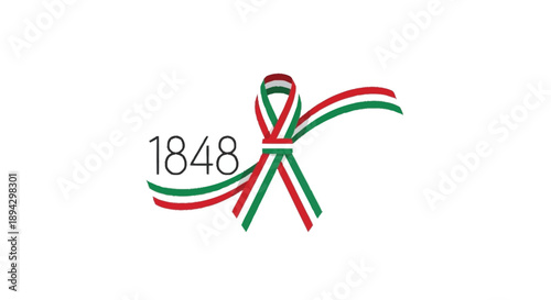 Hungarian Revolution 1848 ribbon symbol with red white and green colors
