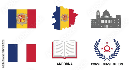 Andorra flag map constitution symbols book