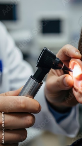 Wallpaper Mural Medical examination of the ear for hearing problems, ear disease diagnosis, otoscope examination, audiology check, and hearing health awareness Torontodigital.ca