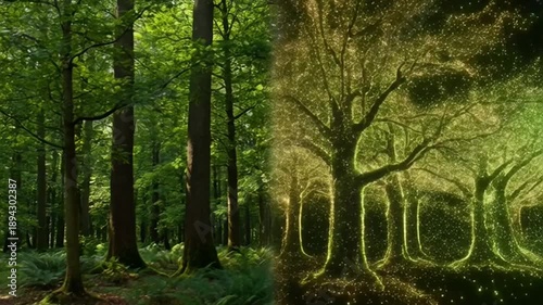 A serene forest path surrounded by tall trees in a natural video