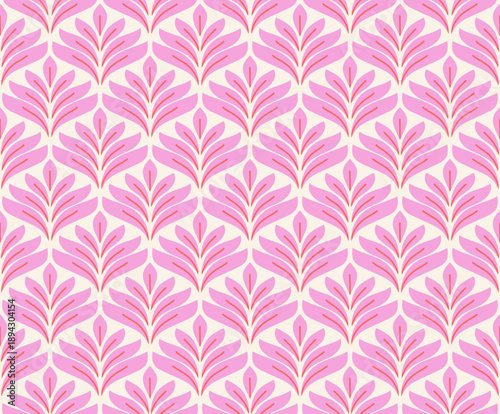 Damask leaves seamless pattern. Vector retro style background print. Decorative flower texture.