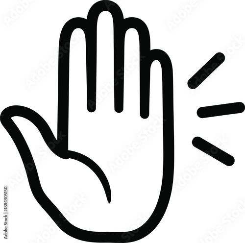 A hand gesture indicating rejection or warning with motion lines suggesting movement or emphasis