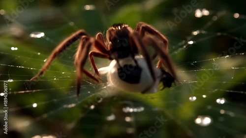Wallpaper Mural Spider Hunting Prey on Web Close Up Torontodigital.ca