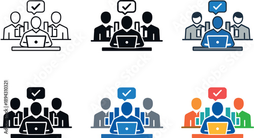 Professional Symbol Grid. Formal job setting emblem illustrating a place dedicated to focused duties, teamwork, and respectful
