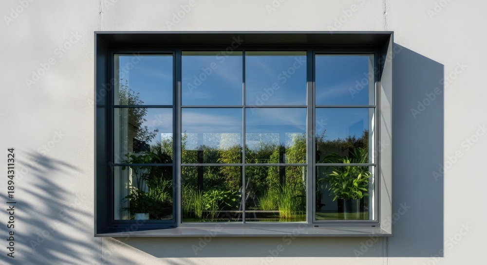 Fototapeta premium Modern Architectural Window with Reflective Glass.
