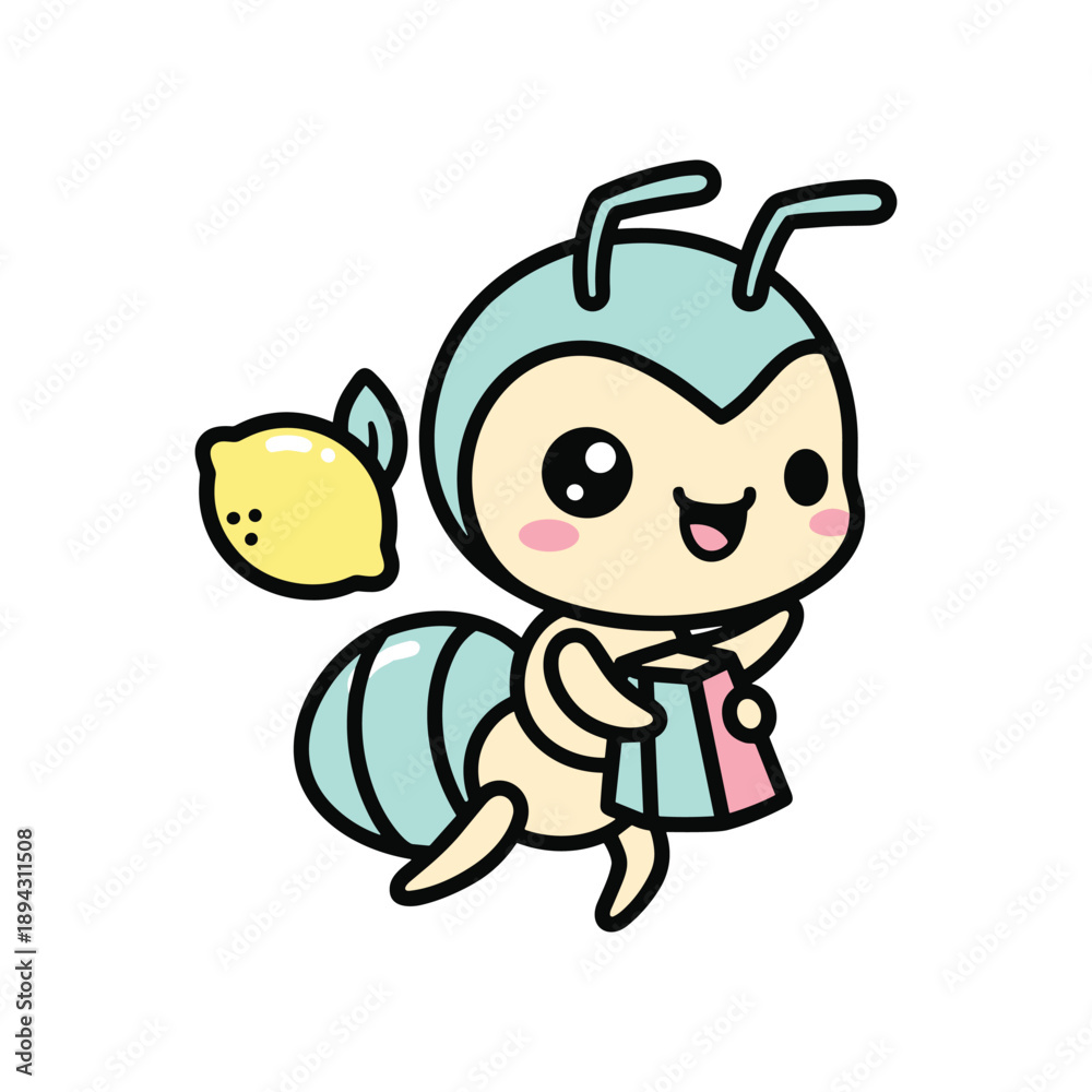 Obraz premium Cute alien cartoon character holding cheese slice smiling isolated on white background