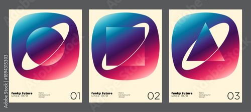 A set of retro posters with a minimalist design. Vector illustration.