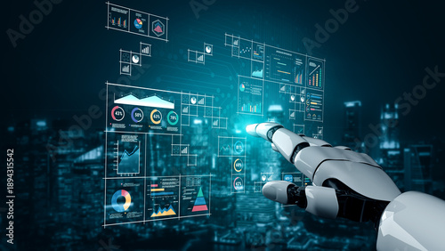 An AI powered big data visualization and business analytics grid. A complex collection of AI charts for comprehensive company reporting. Motif