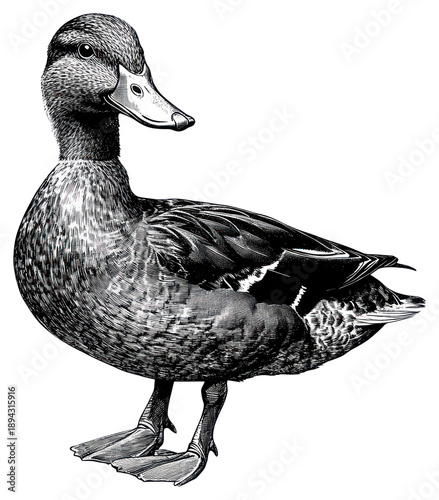 PNG Duck retro photocopy stipple effect white anseriformes illustration.