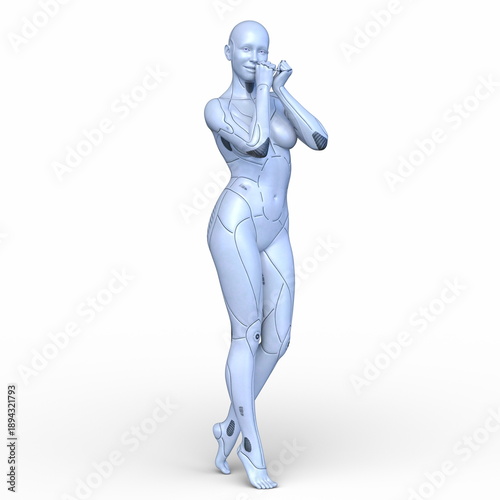 女性サイボーグ　3DCGレンダリング