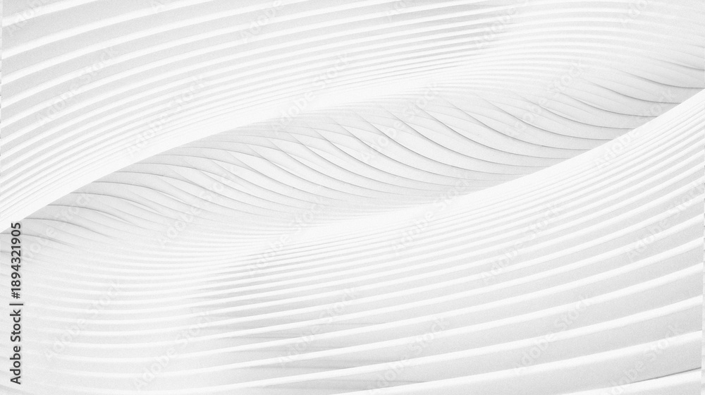 Naklejka premium White color minimalist and futuristic style with repetitive curved line patterns. With the play of light and shadow, the texture of the lines is deliberately made to capture light from various angles,