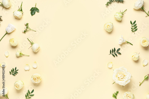 Frame made of white rose fl...
