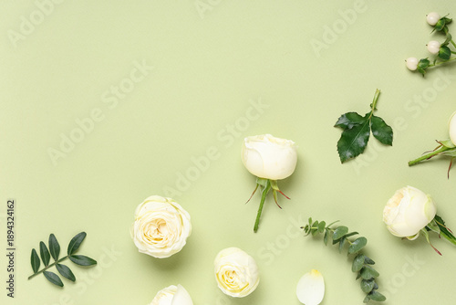 Frame made of white rose fl...