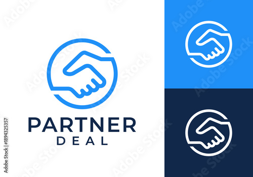 handshake partnership logo design concept