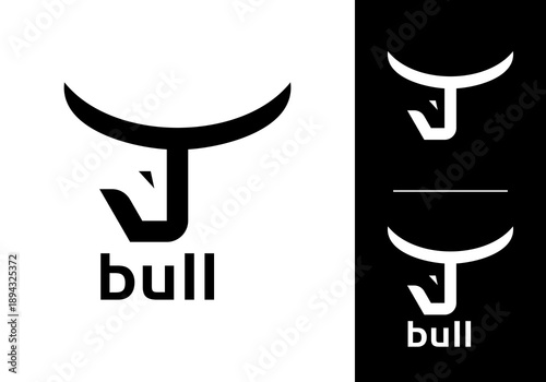 abstract line horns head bull logo vector design
