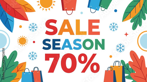 70% Off Shopping Extravaganza in a Bright Graphic Design