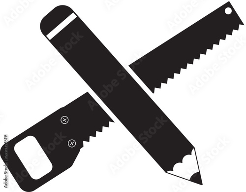 Pencil and Saw Symbolizing Creativity and Construction