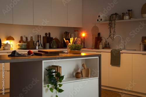 Interior of kitchen with co...
