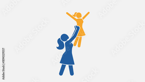 Woman Lifting Girl Upwards with Joyful Expression.