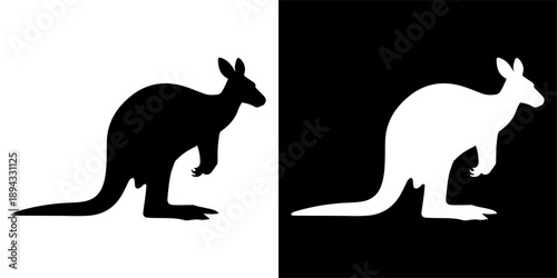 Kangaroo Silhouette Icon Set.