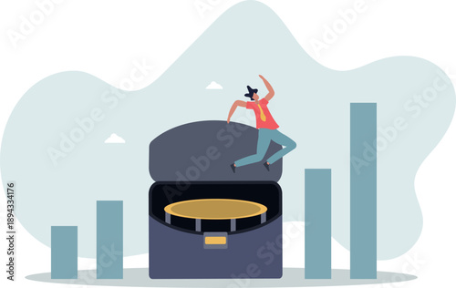 Business challenge, revenue rebound and recover from economic crisis or earning and profit growth jump from bottom concept.about a man and his life.