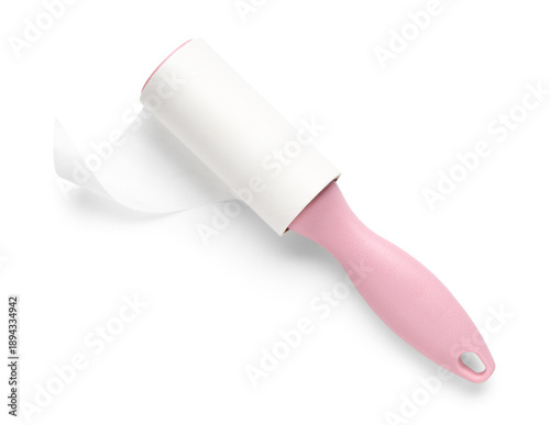 Pink sticky lint roller on ...