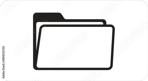 Simple black and white folder icon for digital organization.