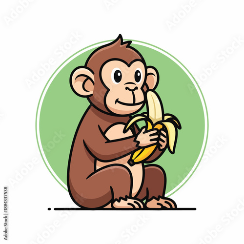 Monkey Eating Banana Cartoon