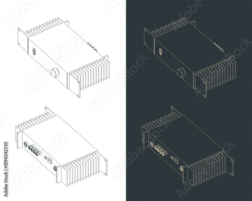 Powerful audio amplifier isometric drawings