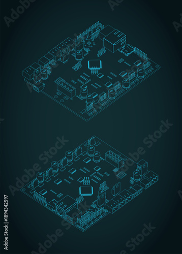 CNC control board isometric blueprints