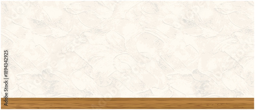 左官風の塗り壁と木の棚のベクターモックアップ背景｜Plaster Style Wall and Wooden Shelf Vector Background Set