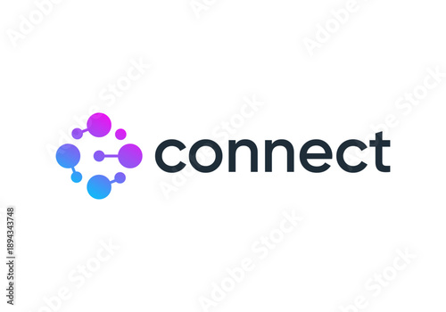letter C molecule connect logo. network signal technology connectivity symbol icon design