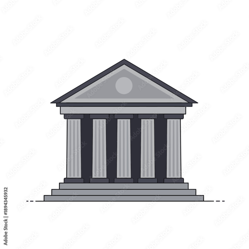 Obraz premium Classic Greek Temple Front Illustration.