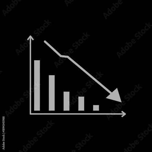 Downward Trend Bar Graph Illustration.