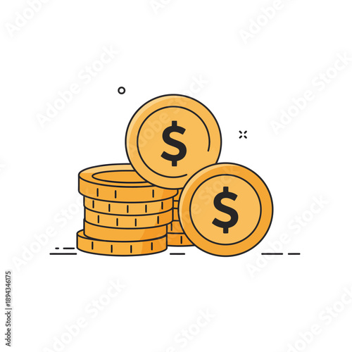 Stack of Gold Coins with Dollar Sign.