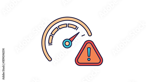 System Performance Warning Icon Showing Critical Level, Slow Speed, or Overload Alert Indicator