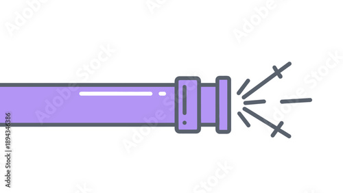 Stylized Purple Pipe Discharging Water Stream in a Minimalist Vector Design