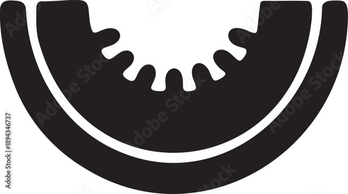 Stylized black icon of a slice of watermelon, a simple vector illustration of the juicy summer fruit.
