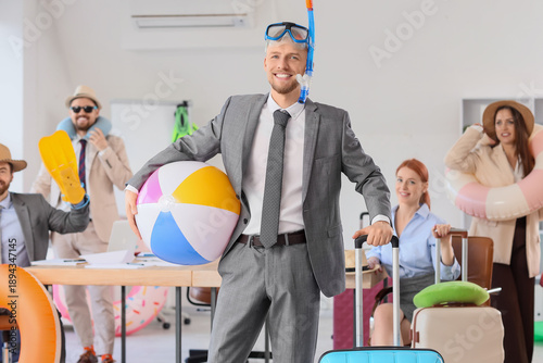 Funny businessman with beac...