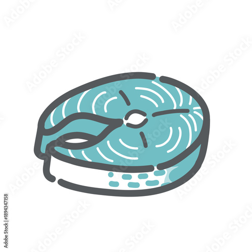 鯖（サバ）の切り身のイラスト（筒切り/DHA・EPA）