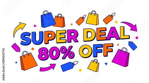 Super Deal on Discounts, Online Store, Promotional Graphic, Colorful Design