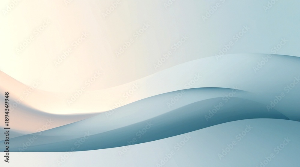 Obraz premium Soft blue abstract background with gentle wavy lines and warm sunlight gradient