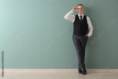 Handsome businessman in eye...