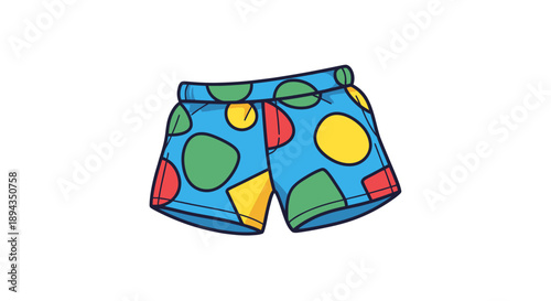Colorful Geometric Pattern Boxer Shorts Vector Illustration for Kids Apparel Design Mockup